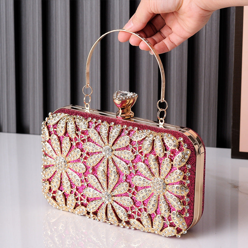 Women's Flower Rhinestone Dress Garment Hand-held Wedding Evening Bags