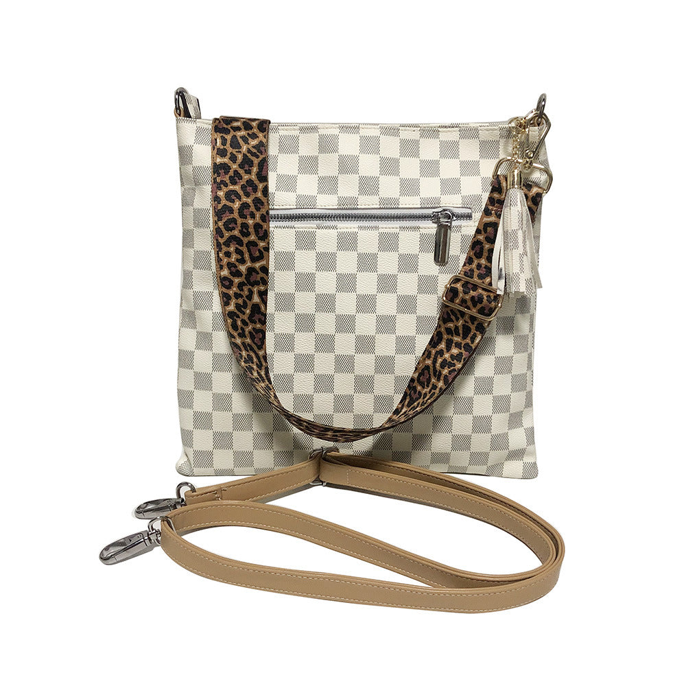 Women's Bright Leopard Print Zipper Plaid Fashion Crossbody Bags