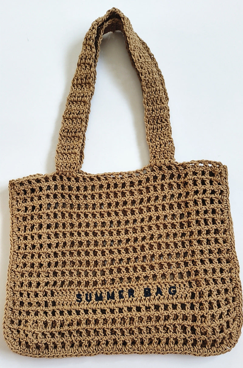 Women's & Children's & Hollow Crochet Woven Straw Summer Shoulder Bags