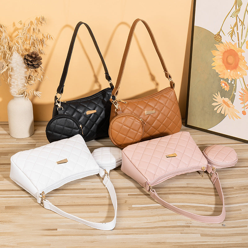 Set Trendy Diamond Pattern Textured Mother Live Bags