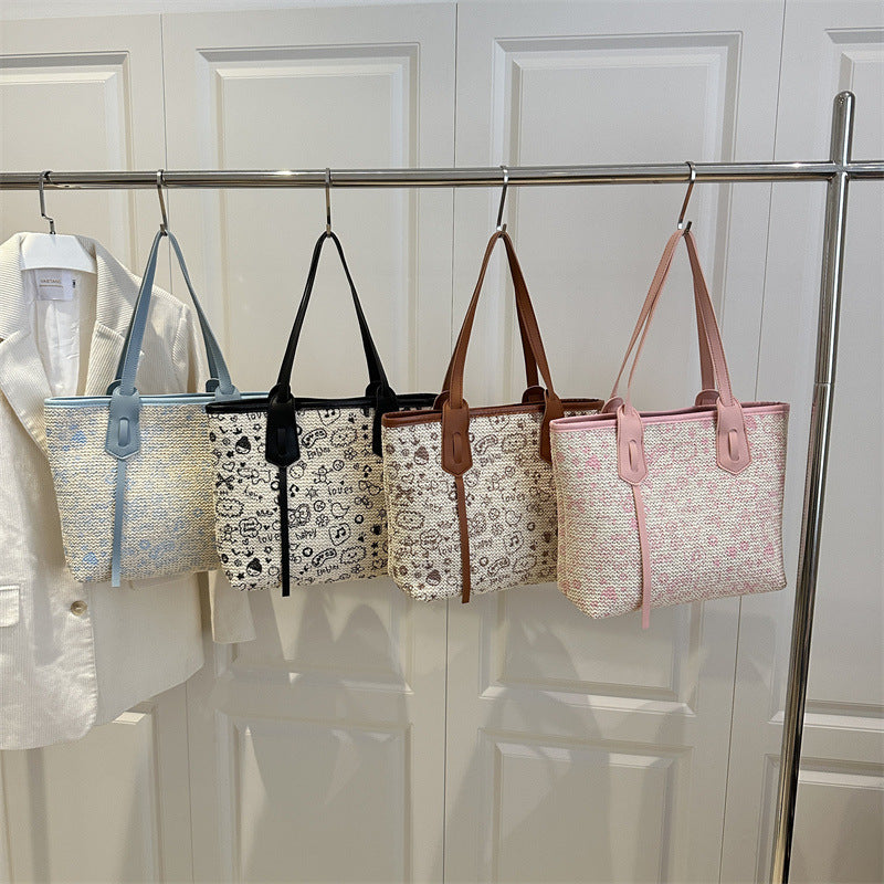 Korean Style Printed Woven Texture Leisure Bags
