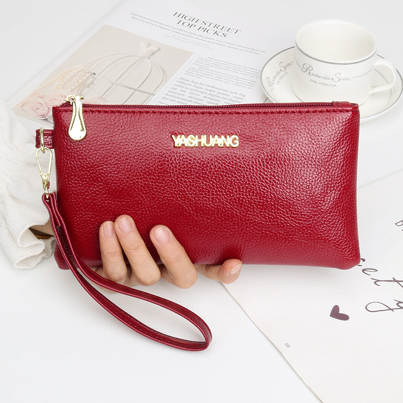 Women's Long Litchi Pattern Soft Feel Mobile Ladies Wallet