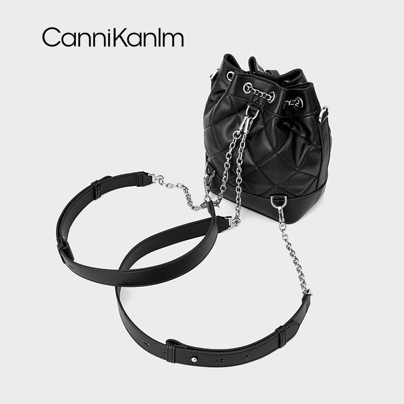 Women's Genuine Leather Advanced Texture Chain Bucket Bags
