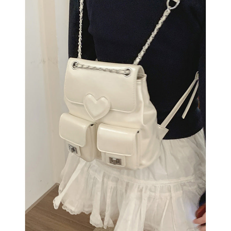 Women's Niche Texture Fashion Versatile Chain Backpacks