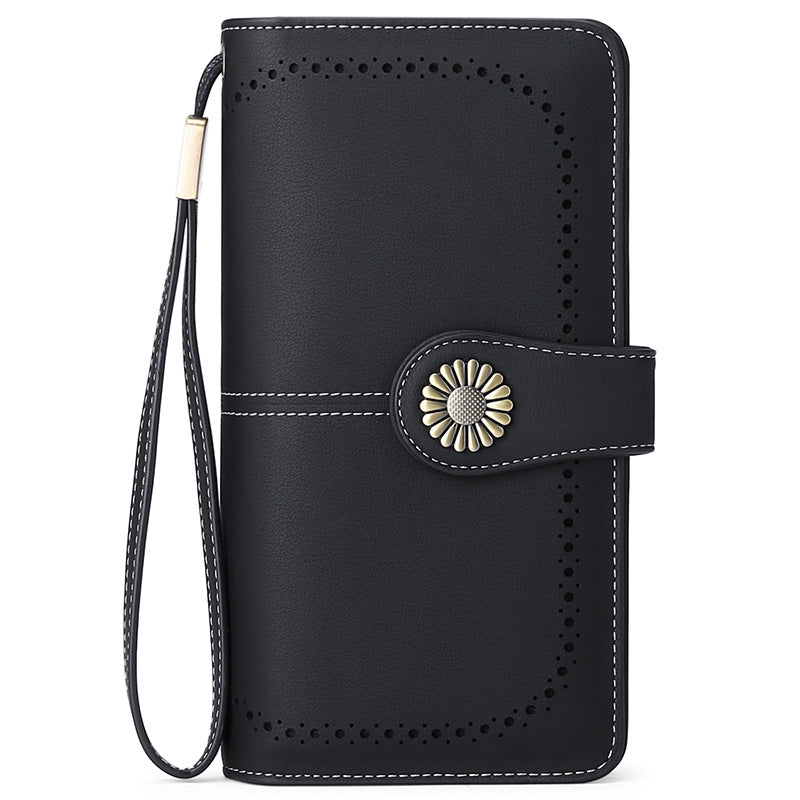 Women's Long Fan Billfold Leather Large Capacity Ladies Wallets