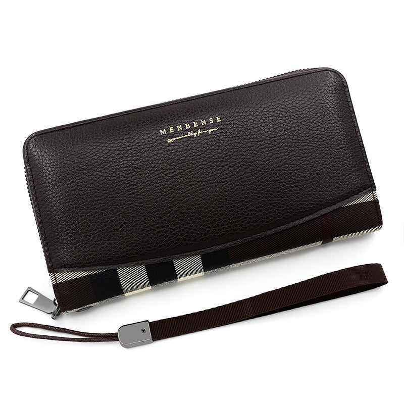 Men's Stitching Long Zipper Boutique Large Capacity Multi Men's Wallet