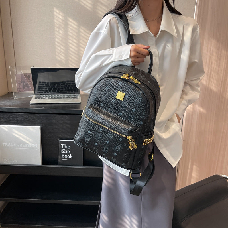 Women's Elegant Printed Bear Trend Versatile Backpacks