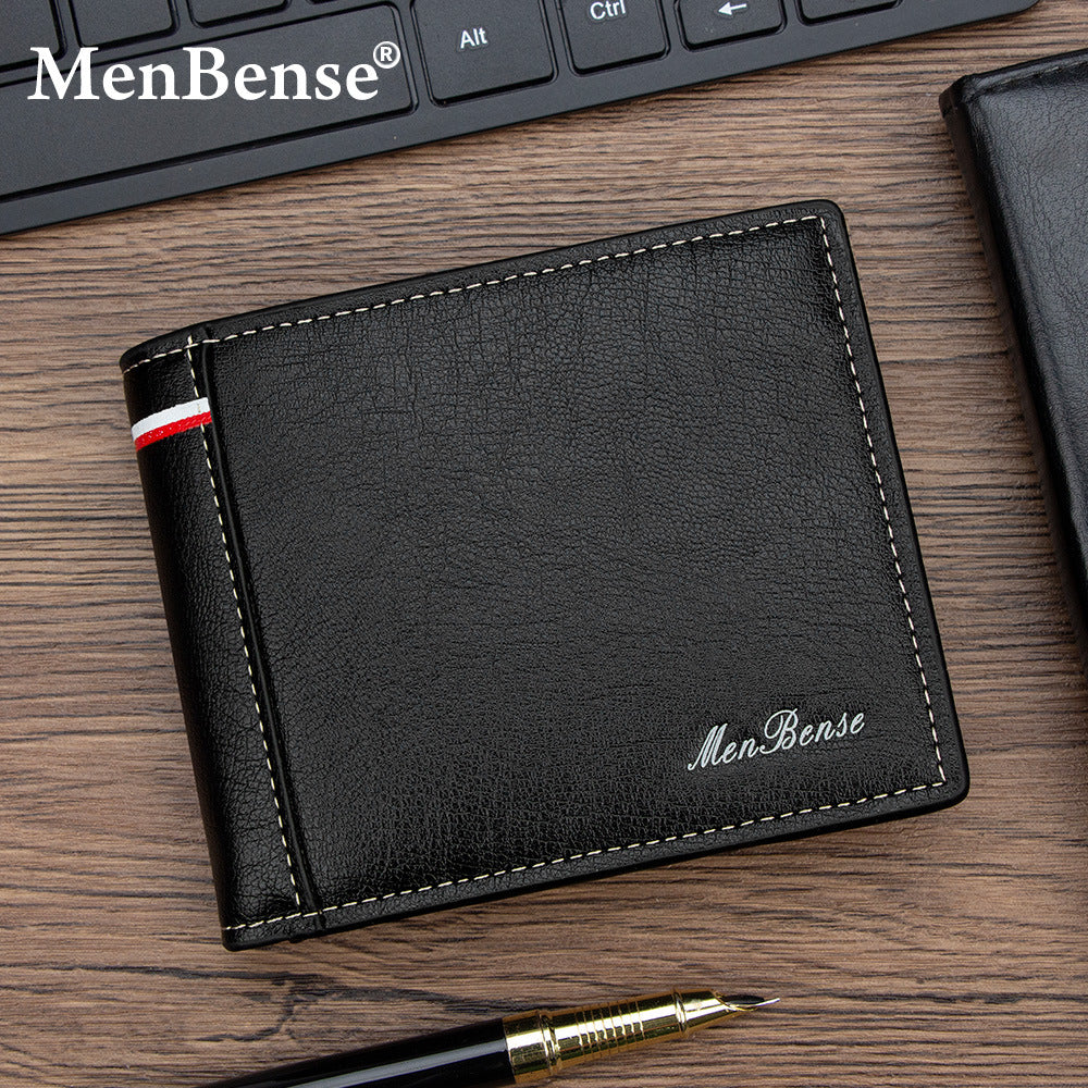 Men's Hinge Short Large Capacity Three Fold Multiple Men's Wallet