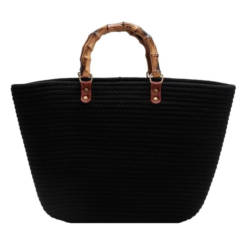 Women's Woven Fashion Bamboo Joint Portable Cotton Rope Women's Handbag