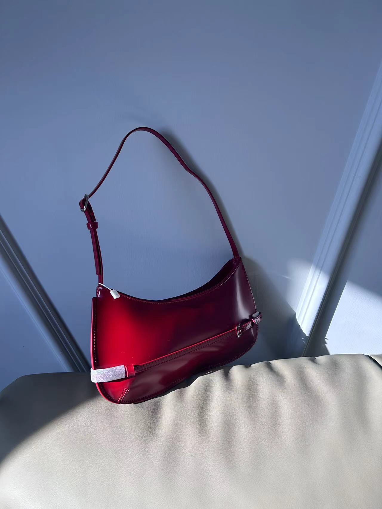 Design Cowhide Red Baguette Genuine Leather Handbags