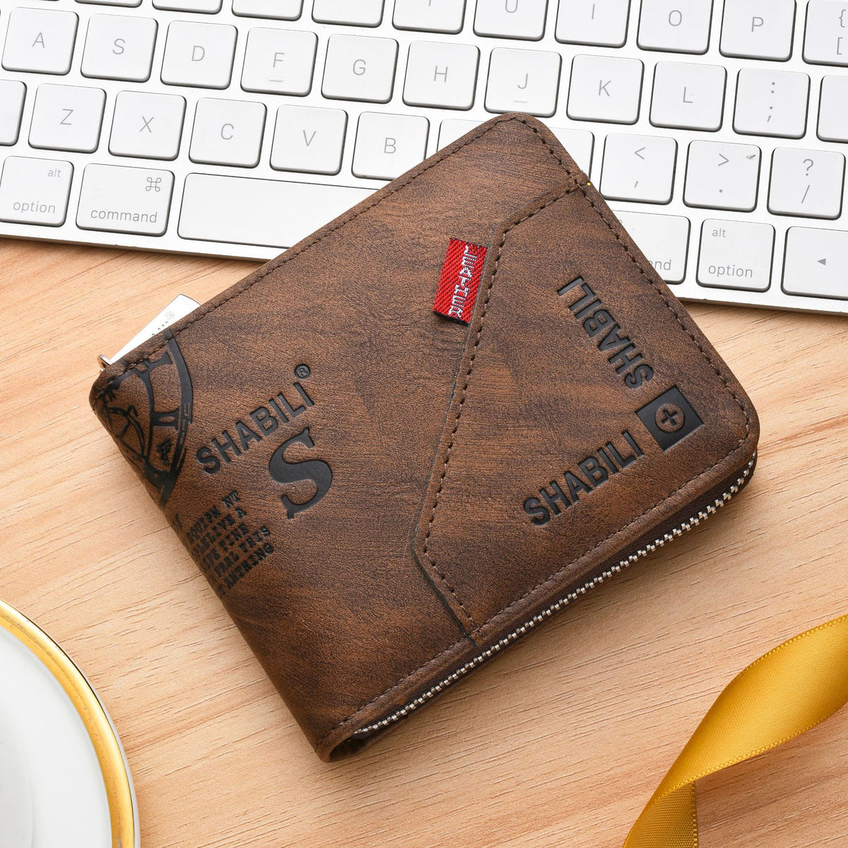 Fashion Men's Zipper Retro Short Horizontal Men's Wallets