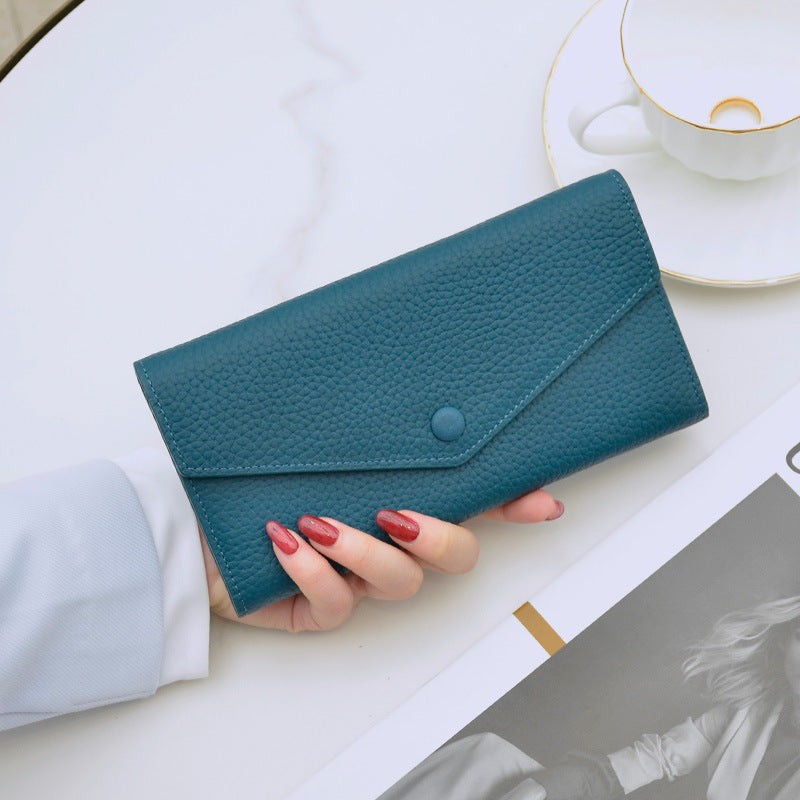 Women's Leather Long Simple First Layer Cowhide Multiple Ladies Wallets