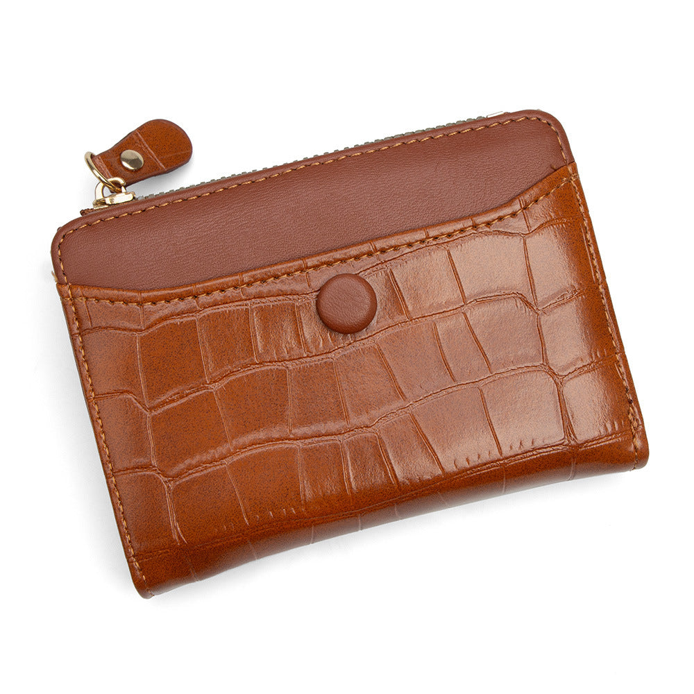 Women's Vintage Stone Pattern Multiple Slots Side Zipper Purses