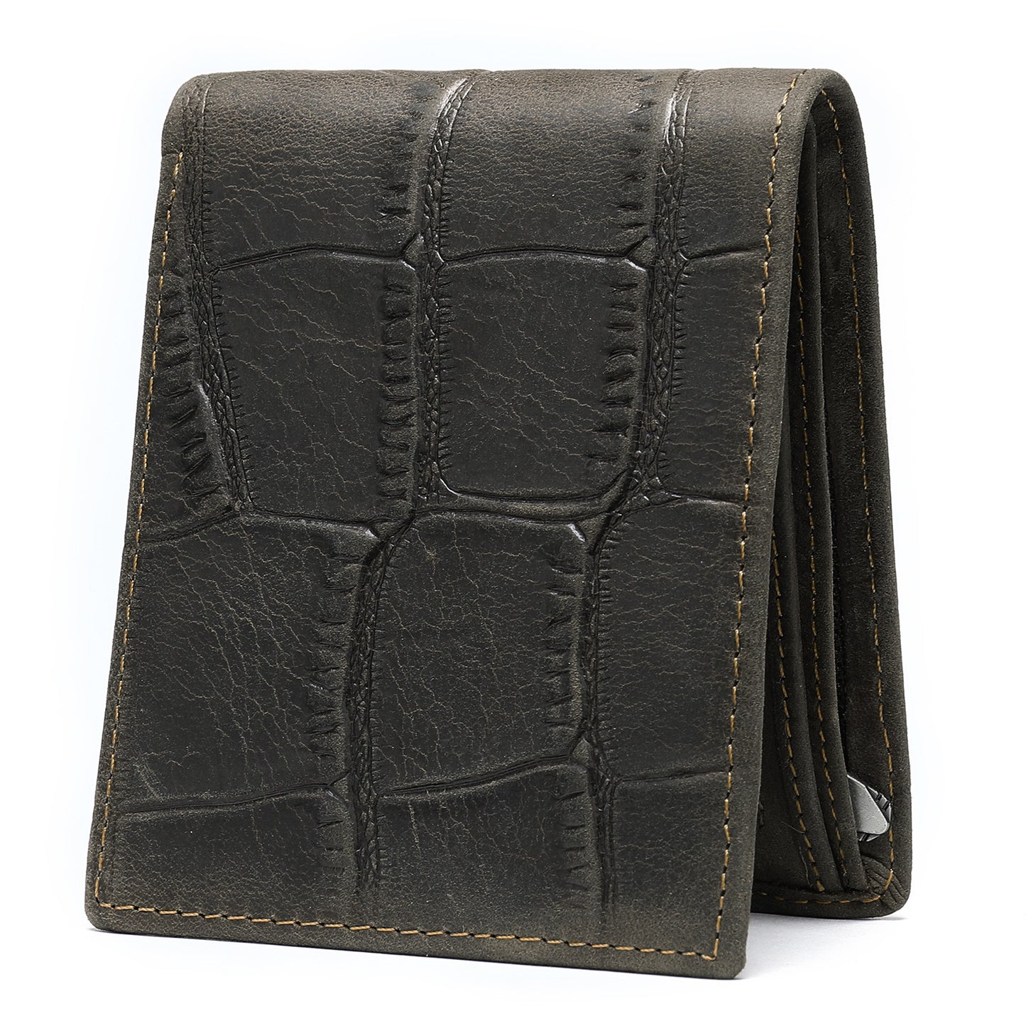 Men's First Layer Cowhide Short Crocodile Pattern Men's Wallets