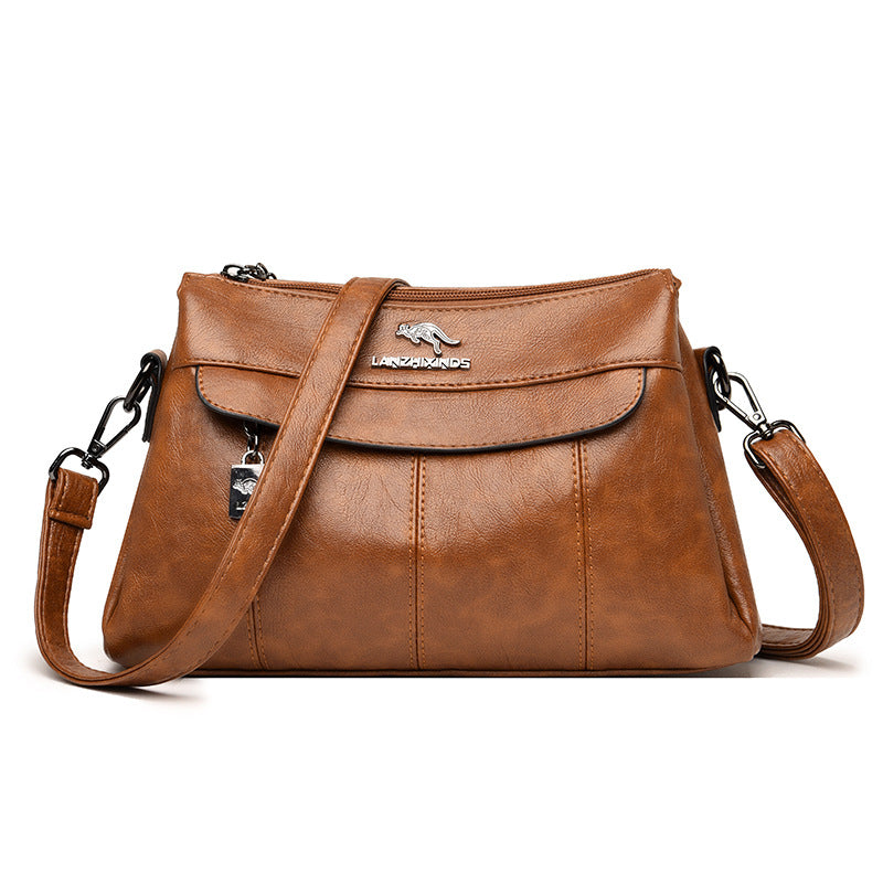 Women's Fashion Solid Color Soft Leather Large Shoulder Bags