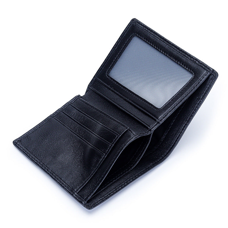 Men's Pure Sheepskin Short Fold Classic Clip Genuine Men's Wallet