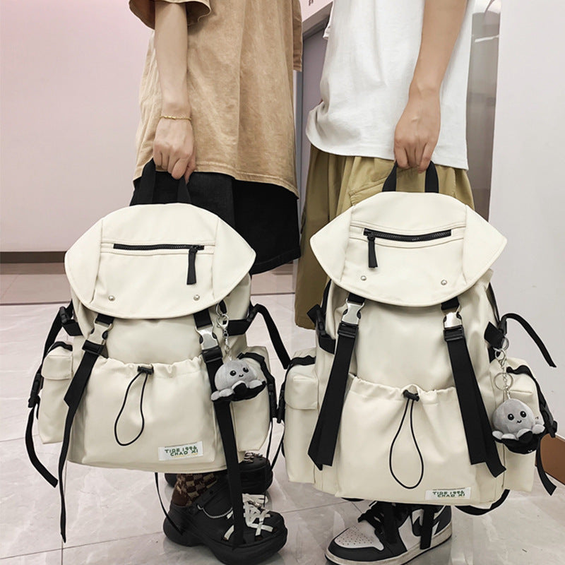 Men's Capacity Solid Color Trendy College Couple Backpacks