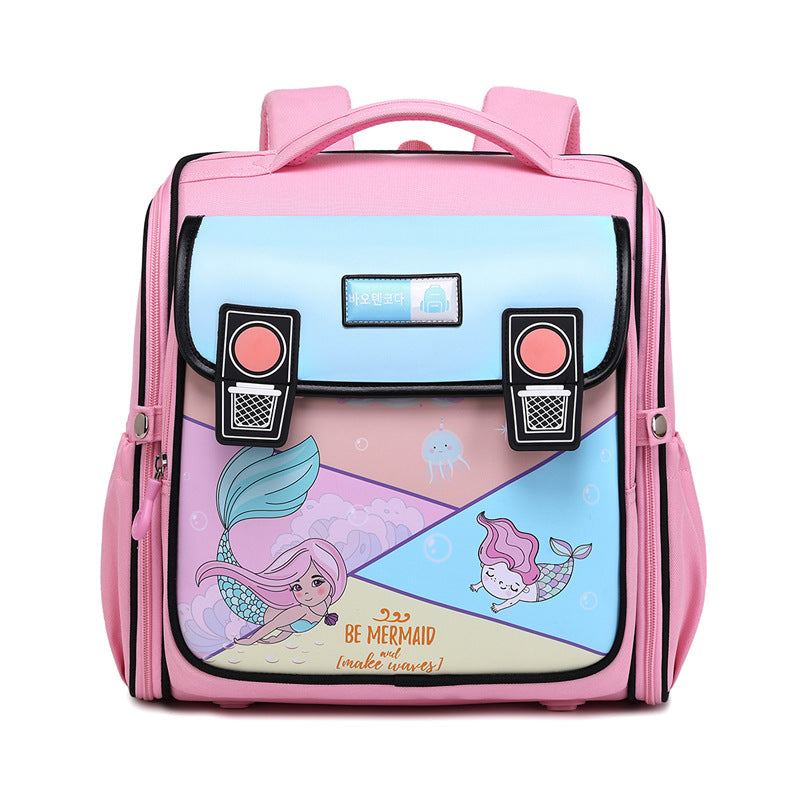 Children's Cartoon Fashion Primary Horizontal One-piece Burden Relief Spine Elementary School Students' Schoolbags