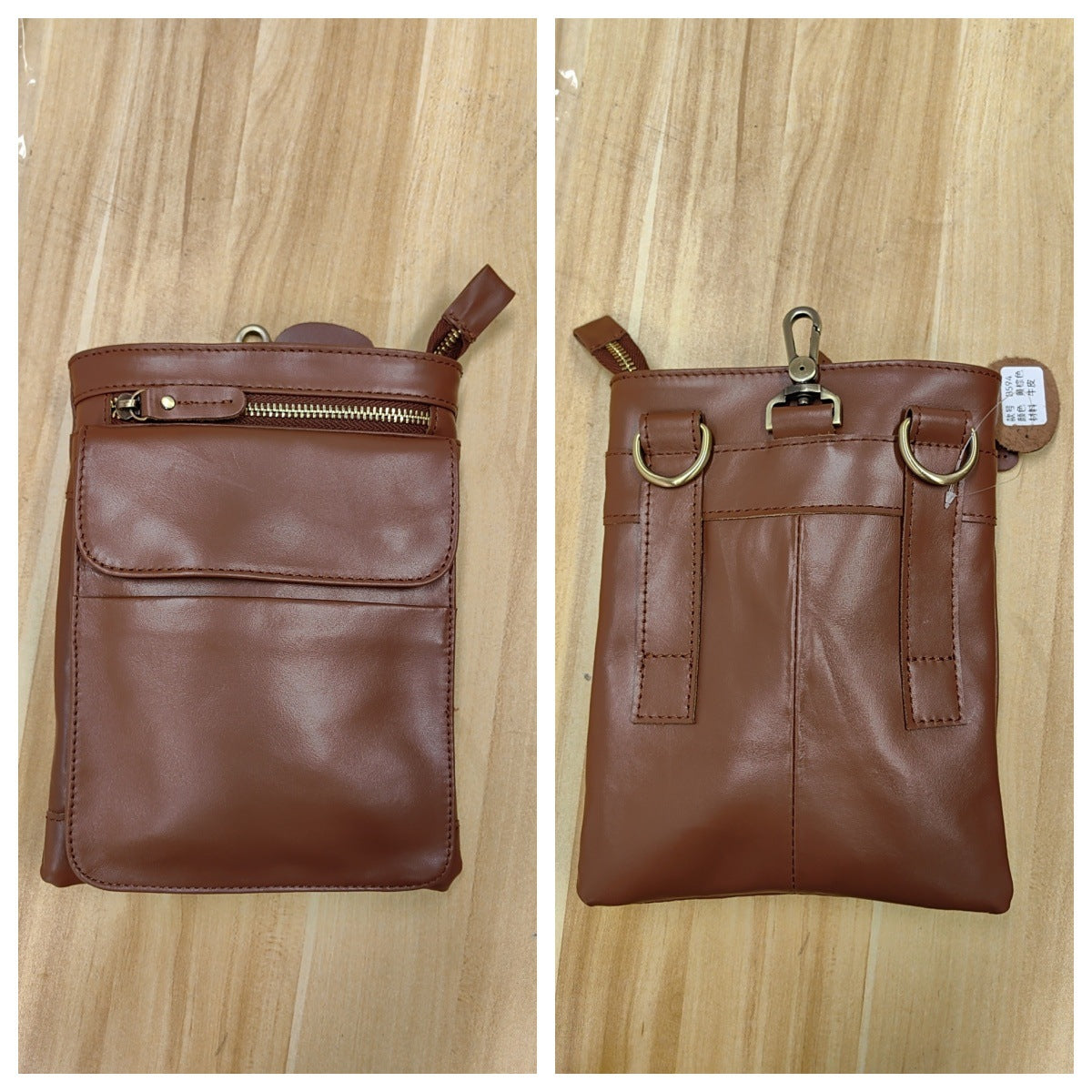 Men's Leather Oil Wax Cowhide Retro Saddle Men's Waist Packs