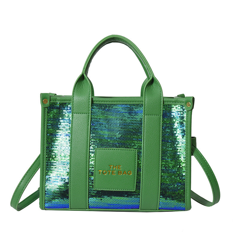 Ditch Hand-held Female Niche Sequins Contrast Tote Bags