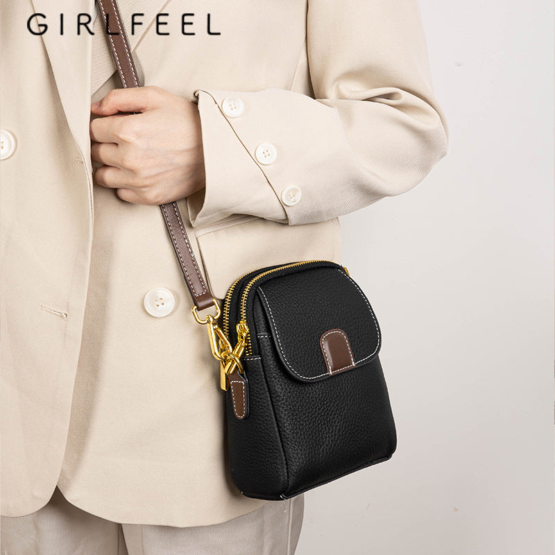 Women's Fashionable Genuine Leather Fashion Mobile High Crossbody Bags