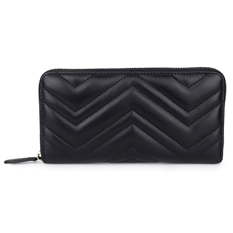 Women's Sheepskin Korean Rhombus Long Clutch Mobile Ladies Wallets