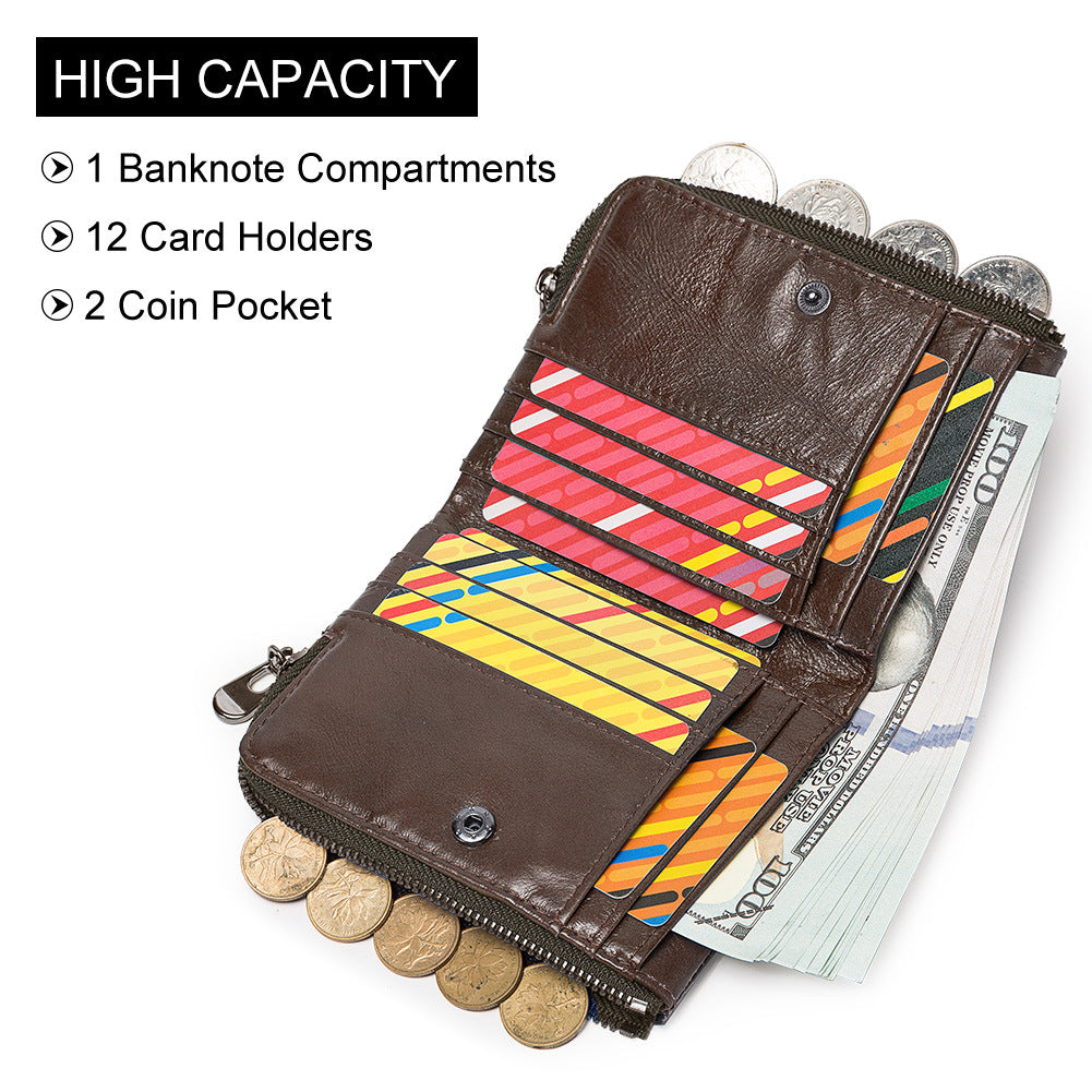 Multicolor Short Double Zipper Vertical Fashion Purses