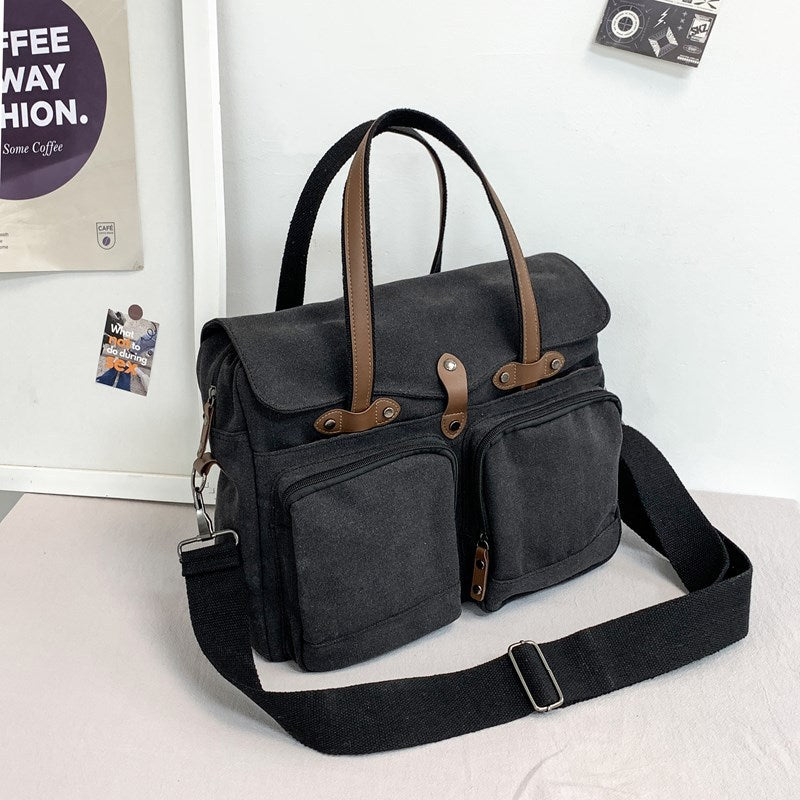 Men's Large Capacity Canvas College Style Trendy Men's Messenger Bags