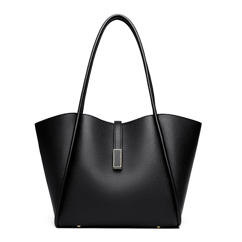 Women's Simple Large Capacity Totes Trendy Leather Shoulder Bags