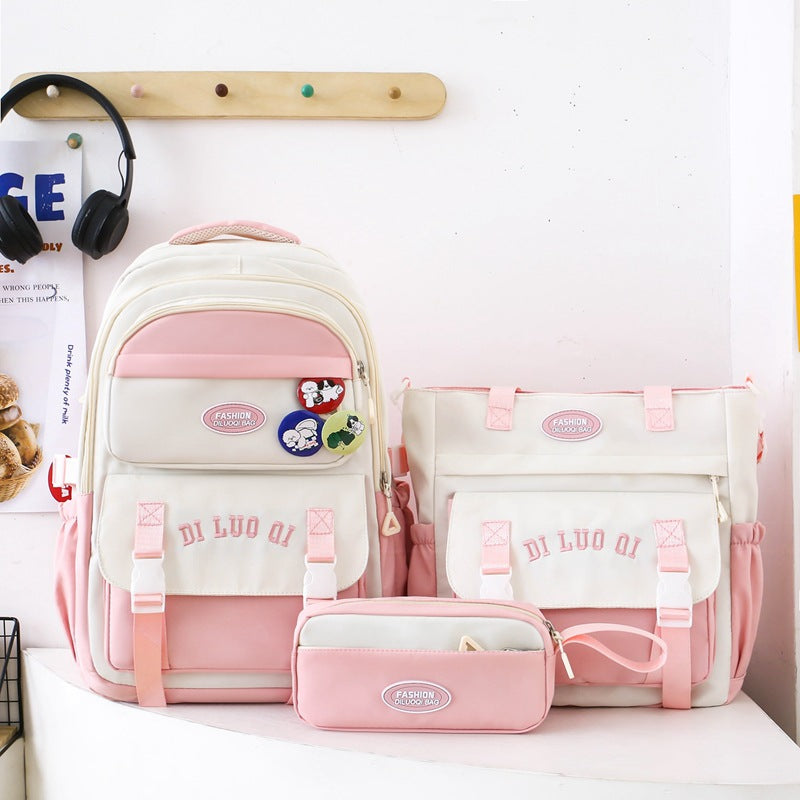 Three-piece Female Junior High Simple Primary Elementary School Students' Schoolbags
