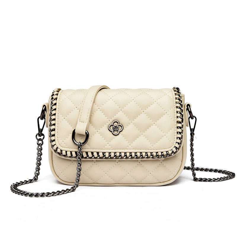 Spring Rhombus Embroidery Chain Soft Leather Shoulder Bags