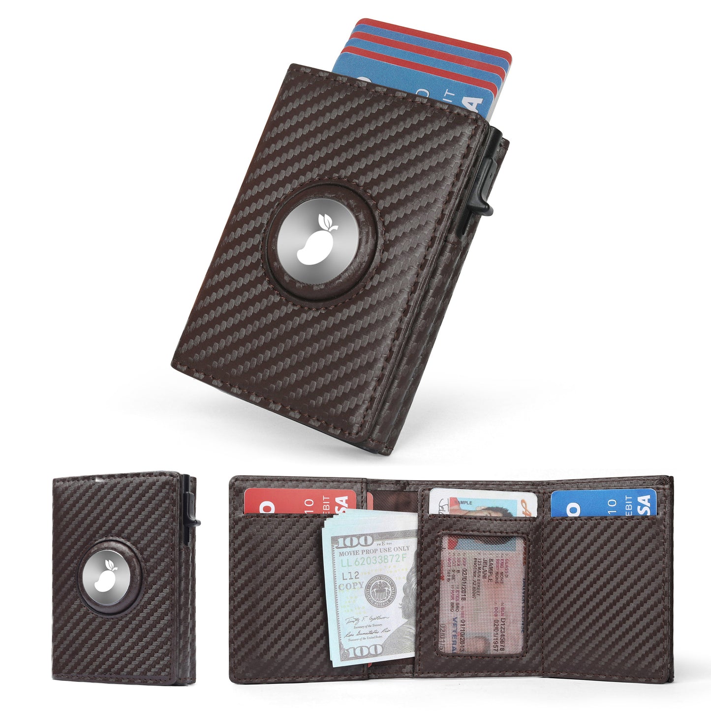 Men's Tracking Swiping Carbon Fiber Cassette Multifunctional Men's Wallets