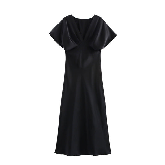 Women's Fashion Temperament Leisure Silk Satin Texture Dresses