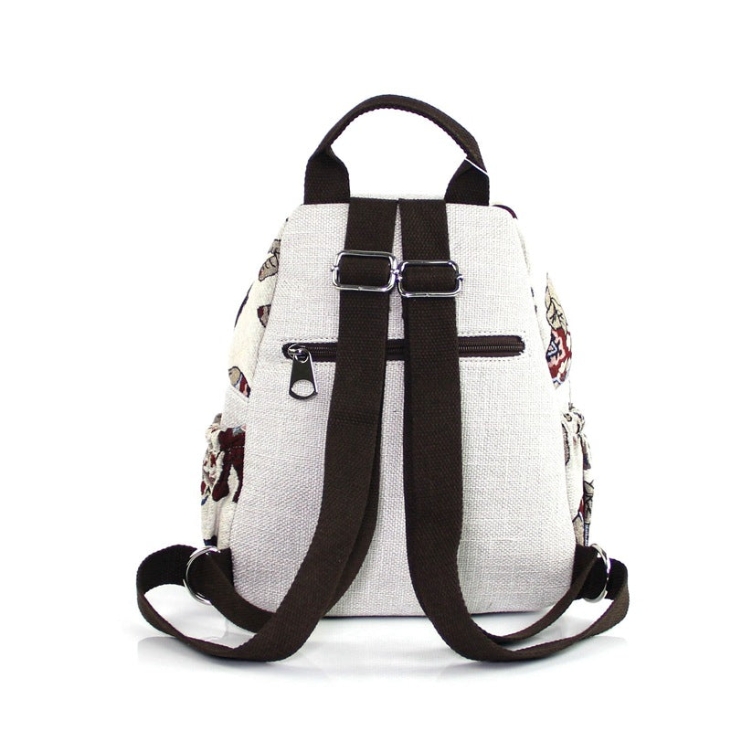 Layer Zipper Elephant Retro Hand-woven College Backpacks