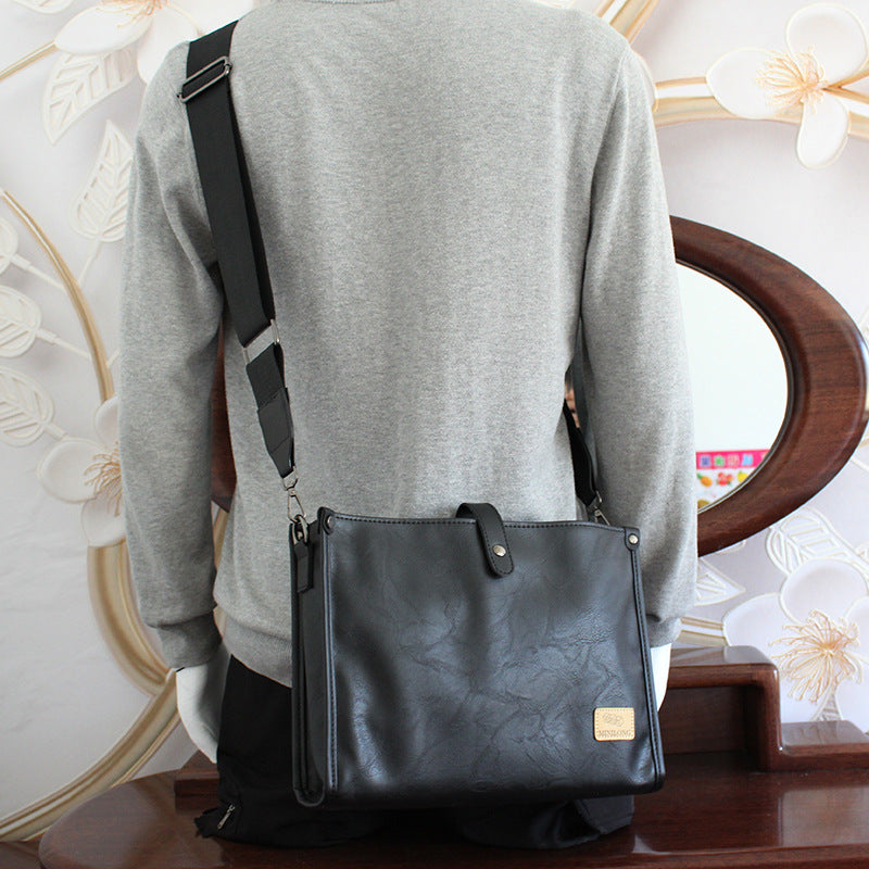 Men's Business Large Capacity Simple Leather Black Men's Messenger Bags