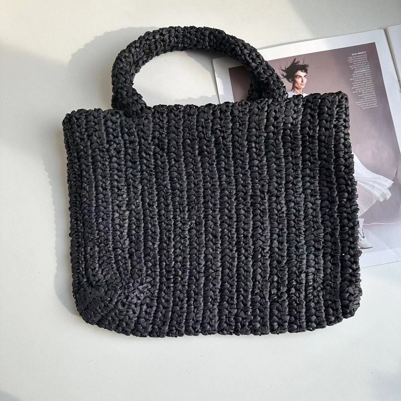 French Handmade Knitted Hand Portable Beach Handbags