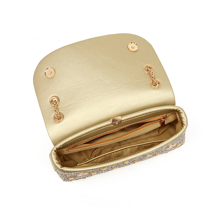 Women's Diamond Party Dinner Fashion Sunflower Shiny Shoulder Bags