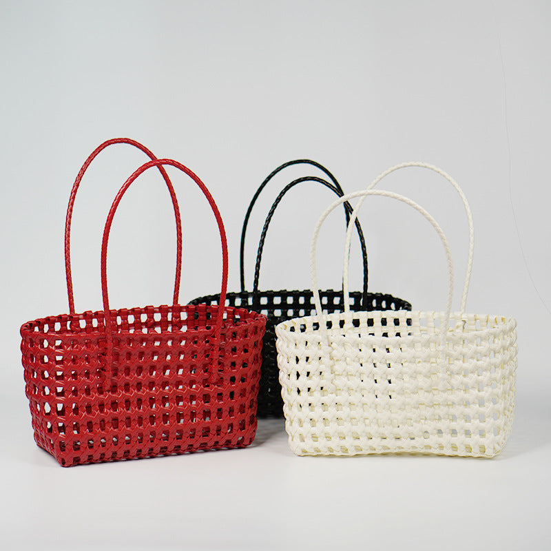 Niche Red Plastic Woven Hollow Out Commuter Hand Gift Underarm Women's Handbag