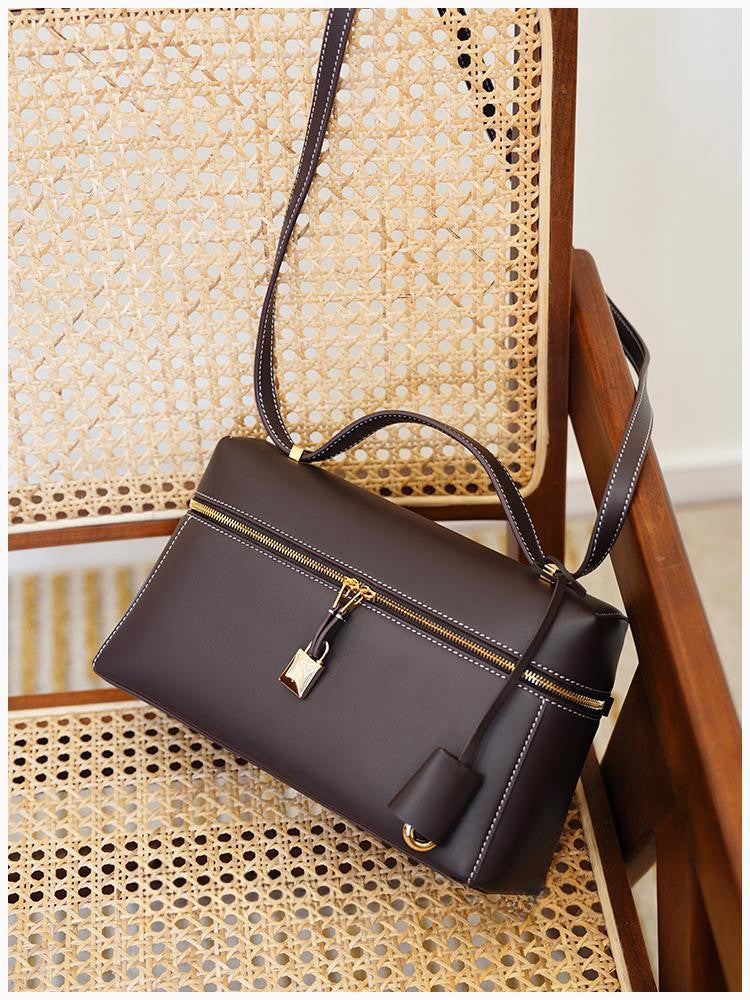 Meal Box High Texture Leather Large Shoulder Bags