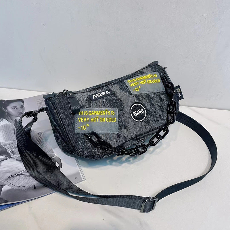 Women's Fashion Color Contrast Retro Jean Personality Crossbody Bags