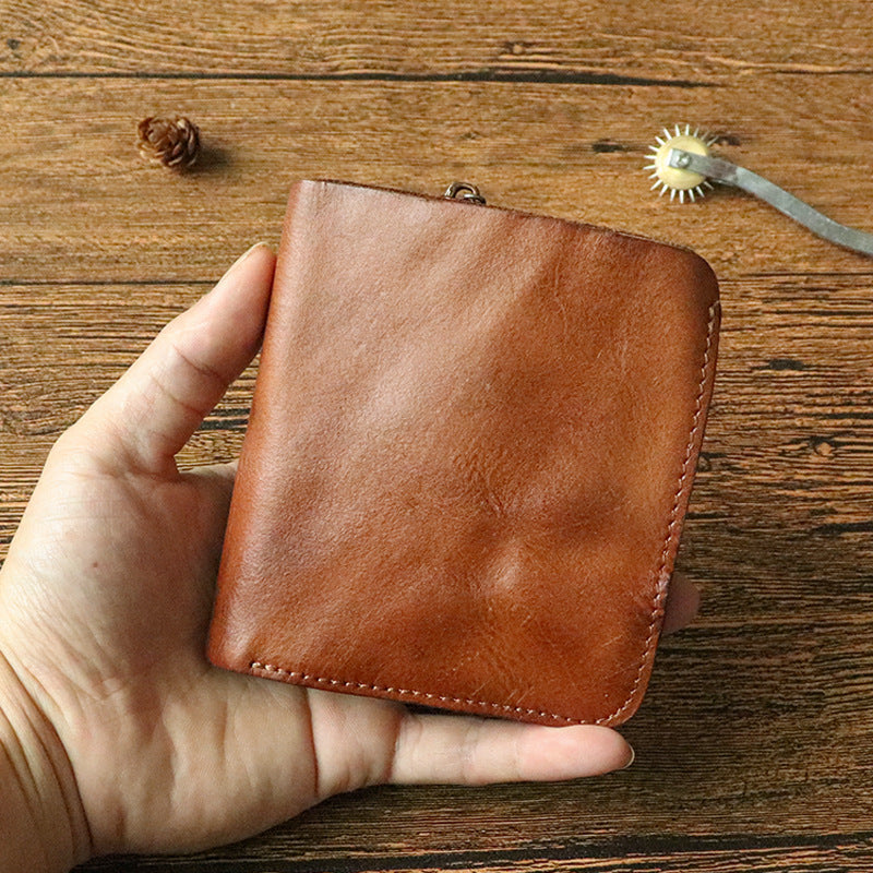 Men's First Layer Cowhide Vintage Two Fold Men's Wallets
