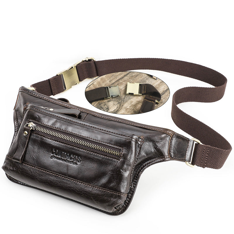 Men's Black Angel First Layer Cowhide Fashion Men's Waist Packs