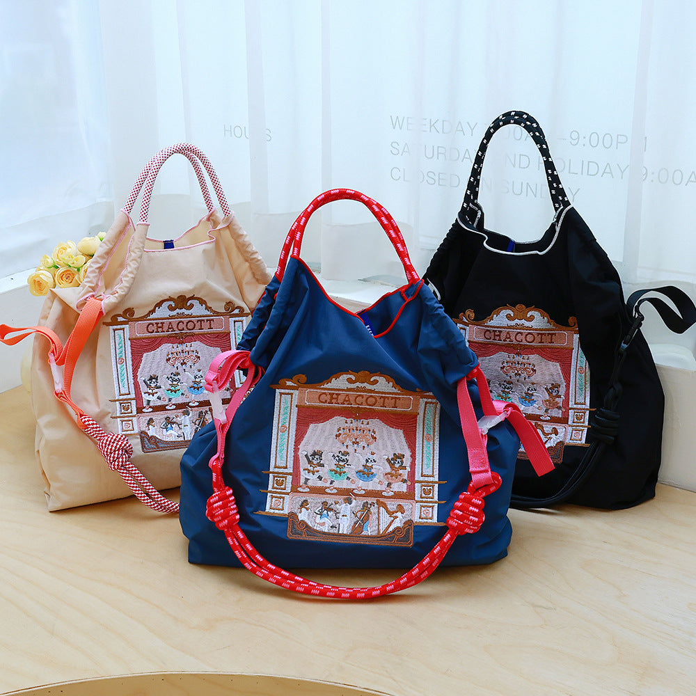 Women's Cartoon Waterproof Nylon Needle Embroidery Fashion Commuter Bags