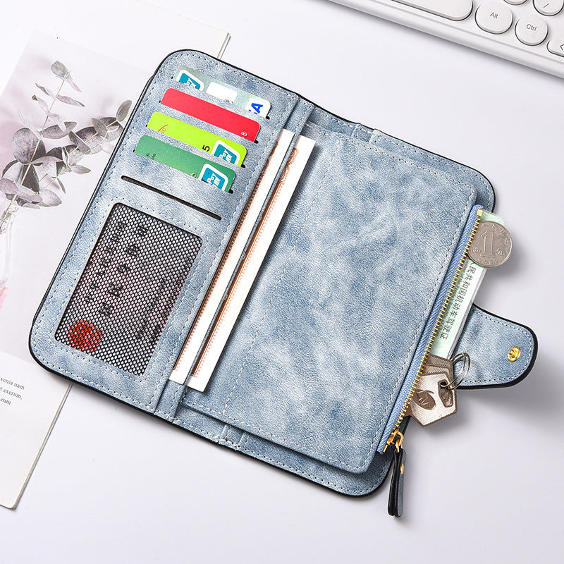 Women's Fashion Long Leather Hidden Hook Retro Ladies Wallet