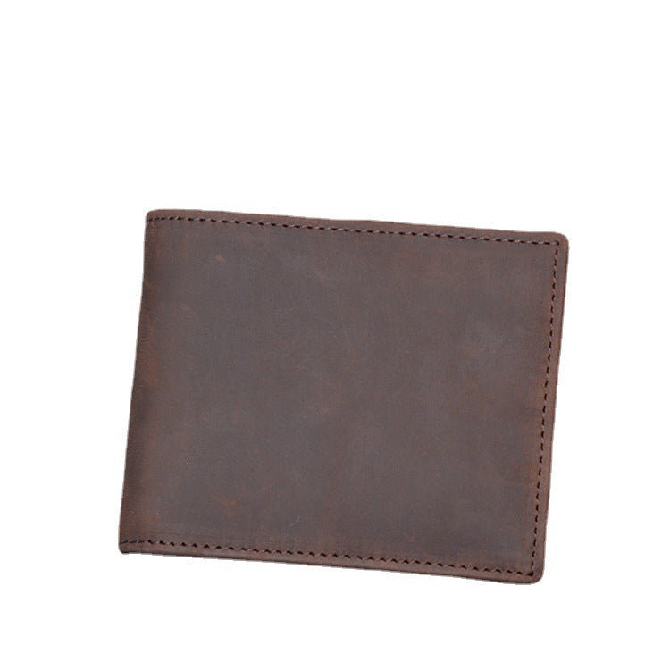 Women's & Men's First Layer Cowhide Short Crazy Horse Men's Wallets