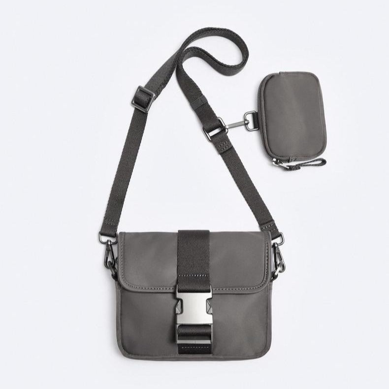 Men's Trendy Black Two-piece Leisure Mini Nylon Men's Messenger Bags