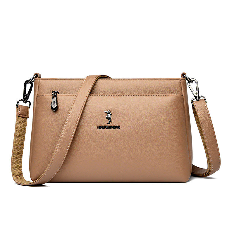 Women's Color Soft Leather Large Capacity More Than Crossbody Bags