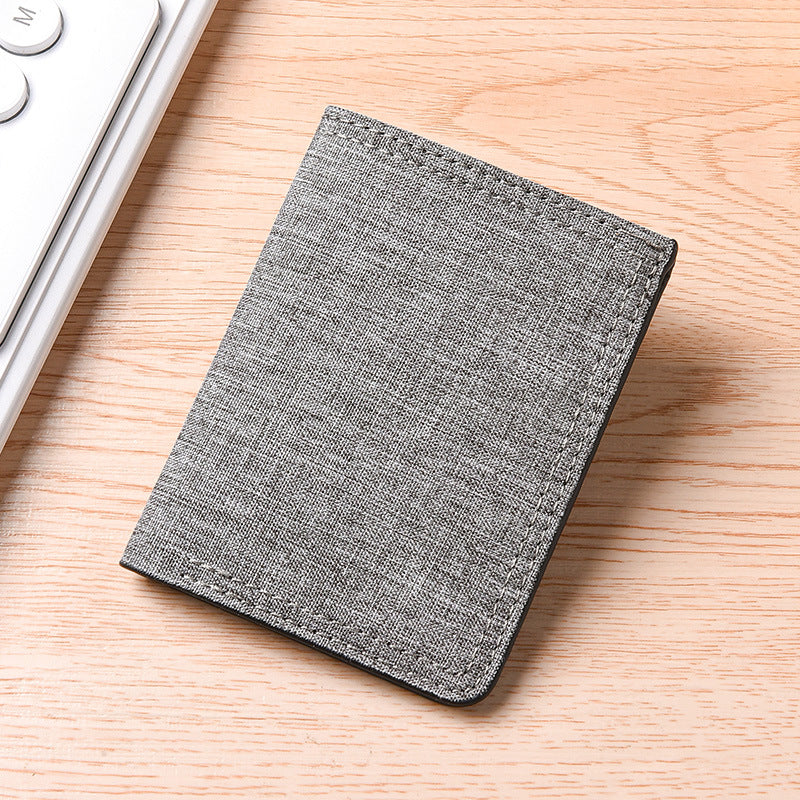 Men's Vertical Design Canvas Multiple Slots Simple Personality Horizontal Men's Wallet