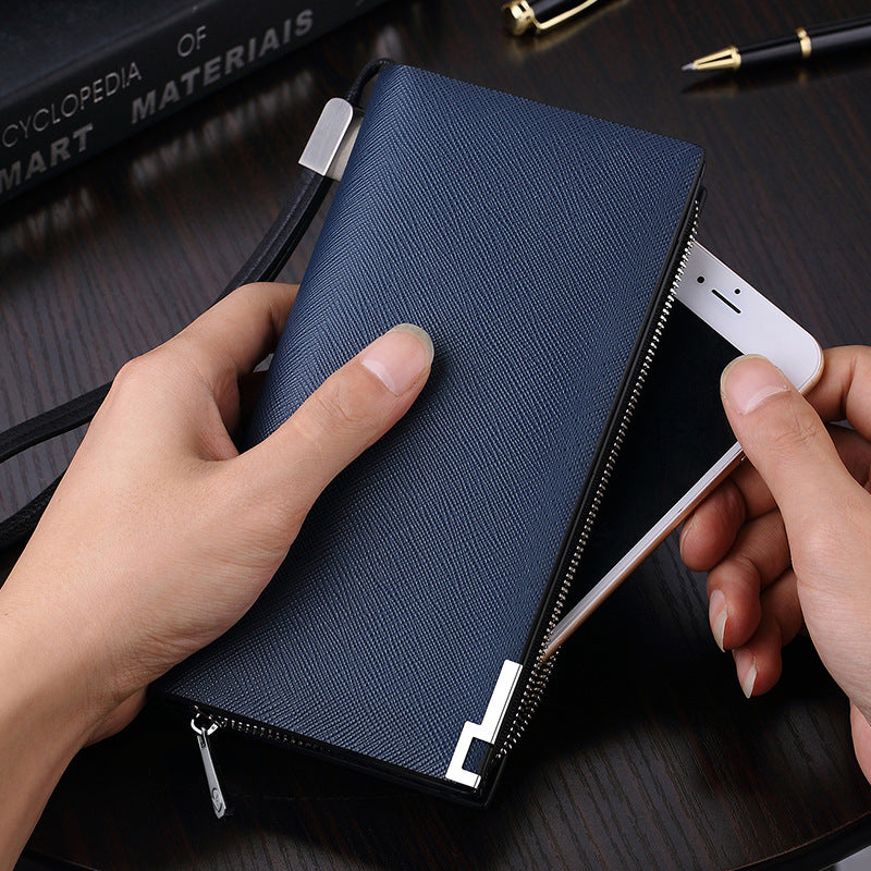 Men's Paul Long Genuine Leather Cowhide Zipper Card Holder