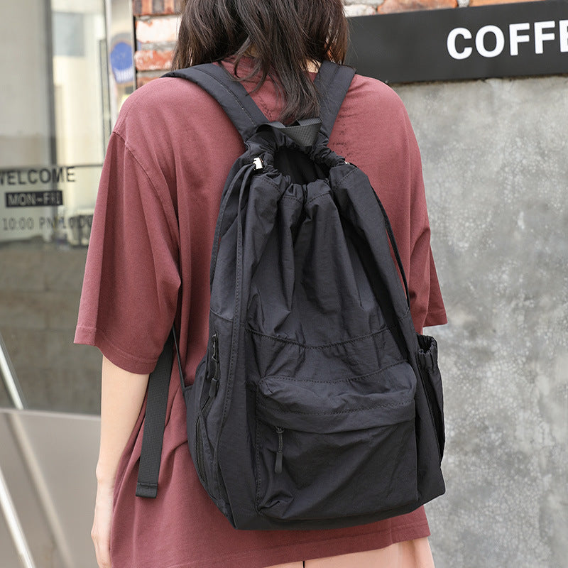 Leisure Artistic Nylon Simple Vintage Crumpled Drawstring Backpacks